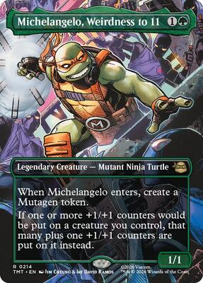 Magic: The Gathering,Teenage Mutant Ninja Turtles,Michelangelo, Weirdness to 11 (Borderless) - 214,Normal,Rare,Near Mint