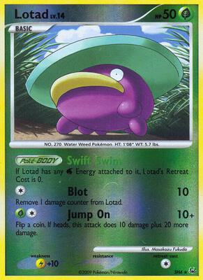 Pokemon,Platinum,Lotad (Shiny) - SH4,Reverse Holofoil,Shiny Holo Rare,Lightly Played