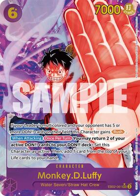 One Piece Card Game,Extra Booster: Anime 25th Collection,Monkey.D.Luffy (061) (Alternate Art) - EB02-061,Foil,Secret Rare,Near Mint