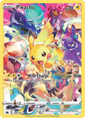 Pokemon,SWSH: Crown Zenith,Pikachu (Secret) - 160/159,Holofoil,Secret Rare,Lightly Played