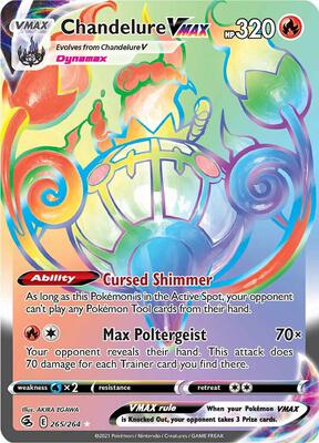 Pokemon,SWSH08: Fusion Strike,Chandelure VMAX (Secret) - 265/264,Holofoil,Secret Rare,Near Mint
