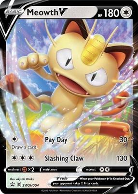 Pokemon,SWSH: Sword & Shield Promo Cards,Meowth V - SWSH004,Holofoil,Promo,Near Mint