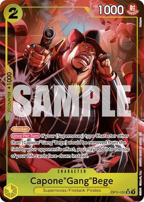 One Piece Card Game,A Fist of Divine Speed,Capone"Gang"Bege (101) (Alternate Art) - OP11-101,Foil,Super Rare,Near Mint