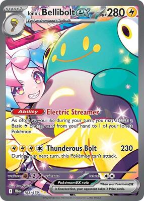 Pokemon,SV09: Journey Together,Iono's Bellibolt ex - 183/159,Holofoil,Special Illustration Rare,Near Mint