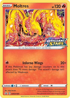 Pokemon,SWSH: Sword & Shield Promo Cards,Moltres - SWSH185,Holofoil,Promo,Lightly Played