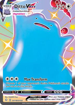 Pokemon,Shining Fates: Shiny Vault,Ditto VMAX - SV119/SV122,Holofoil,Shiny Holo Rare,Lightly Played