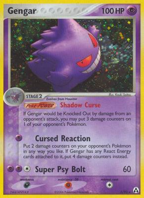 Pokemon,Legend Maker,Gengar - 5/92,Reverse Holofoil,Holo Rare,Damaged