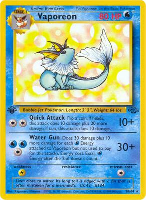 Pokemon,Jungle,Vaporeon (28) - 28/64,Unlimited,Rare,Heavily Played