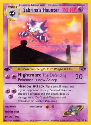 Pokemon,Gym Challenge,Sabrina's Haunter - 055/132,Unlimited,Uncommon,Heavily Played
