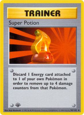 Pokemon,Base Set (Shadowless),Super Potion - 090/102,1st Edition,Uncommon,Moderately Played