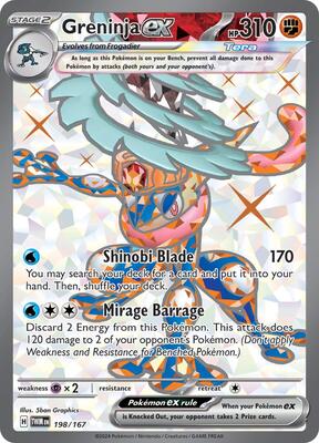 Pokemon,SV06: Twilight Masquerade,Greninja ex - 198/167,Holofoil,Ultra Rare,Moderately Played