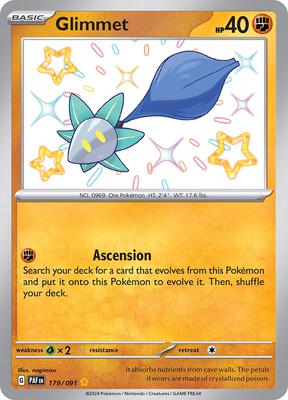 Pokemon,SV: Paldean Fates,Glimmet - 179/091,Holofoil,Shiny Rare,Lightly Played