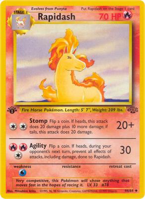 Pokemon,Jungle,Rapidash - 44/64,1st Edition,Uncommon,Moderately Played