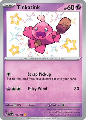 Pokemon,SV: Paldean Fates,Tinkatink - 165/091,Holofoil,Shiny Rare,Near Mint