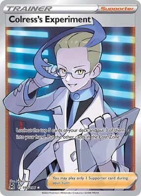 Pokemon,SWSH11: Lost Origin,Colress's Experiment (Full Art) - 190/196,Holofoil,Ultra Rare,Lightly Played