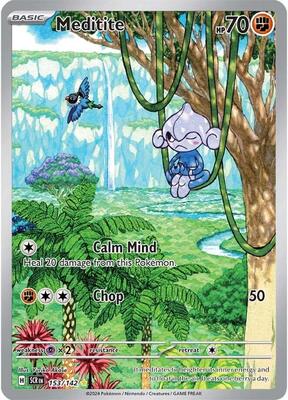 Pokemon,SV07: Stellar Crown,Meditite - 153/142,Holofoil,Illustration Rare,Lightly Played