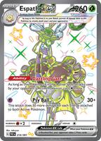 Pokemon,SV: Paldean Fates,Espathra ex - 214/091,Holofoil,Shiny Ultra Rare,Near Mint