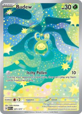 Pokemon,ME: Ascended Heroes,Budew - 221/217,Holofoil,Illustration Rare,Near Mint
