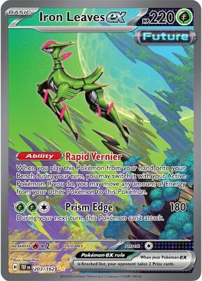 Pokemon,SV05: Temporal Forces,Iron Leaves ex - 203/162,Holofoil,Special Illustration Rare,Near Mint