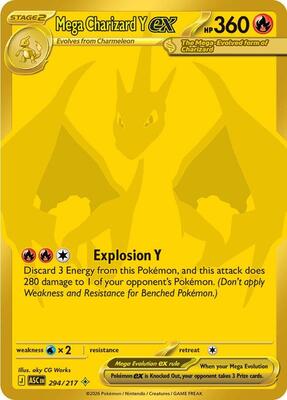 Pokemon,ME: Ascended Heroes,Mega Charizard Y ex - 294/217,Holofoil,Mega Hyper Rare,Near Mint