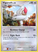 Pokemon,Platinum,Vigoroth - 64/127,Reverse Holofoil,Uncommon,Damaged