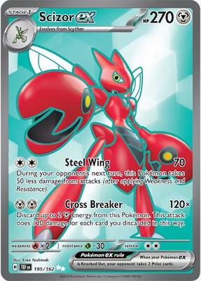 Pokemon,SV05: Temporal Forces,Scizor ex - 195/162,Holofoil,Ultra Rare,Lightly Played