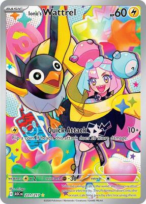 Pokemon,ME: Ascended Heroes,Iono's Wattrel - 231/217,Holofoil,Illustration Rare,Near Mint