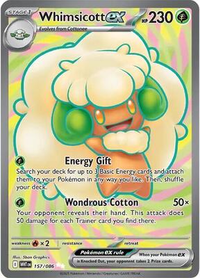 Pokemon,SV: White Flare,Whimsicott ex - 157/086,Holofoil,Ultra Rare,Lightly Played