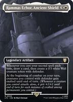 Magic: The Gathering,Commander: The Lord of the Rings: Tales of Middle-earth,Rammas Echor, Ancient Shield (Borderless) - 505,Foil,Rare,Near Mint