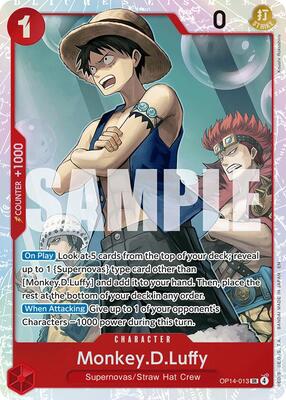 One Piece Card Game,The Azure Sea's Seven,Monkey.D.Luffy - OP14-013,Foil,Super Rare,Near Mint