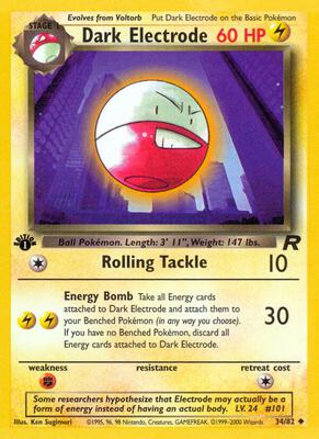 Pokemon,Team Rocket,Dark Electrode - 34/82,1st Edition,Uncommon,Moderately Played