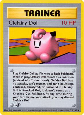 Pokemon,Base Set (Shadowless),Clefairy Doll - 070/102,Unlimited,Rare,Moderately Played