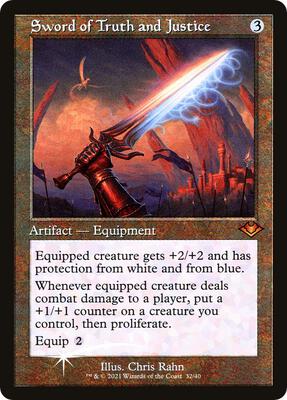 Magic: The Gathering,Modern Horizons,Sword of Truth and Justice (Retro Frame) - 32,Foil,Mythic,Lightly Played
