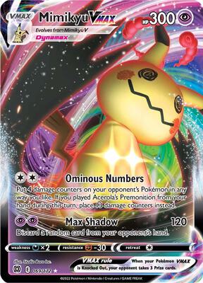 Pokemon,SWSH09: Brilliant Stars,Mimikyu VMAX - 069/172,Holofoil,Ultra Rare,Near Mint