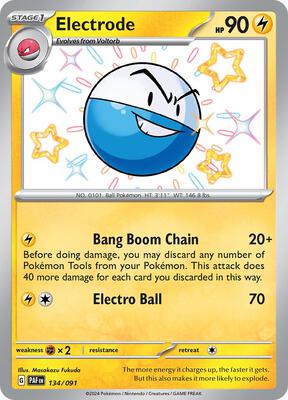 Pokemon,SV: Paldean Fates,Electrode - 134/091,Holofoil,Shiny Rare,Lightly Played