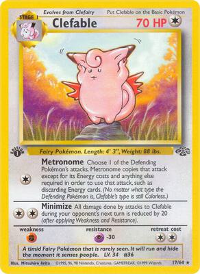 Pokemon,Jungle,Clefable (17) - 17/64,Unlimited,Rare,Moderately Played