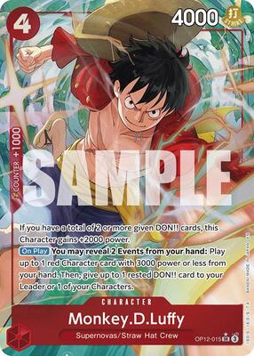 One Piece Card Game,Legacy of the Master,Monkey.D.Luffy (Alternate Art) - OP12-015,Foil,Super Rare,Lightly Played