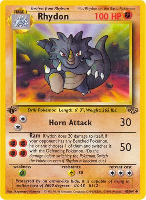 Pokemon,Jungle,Rhydon - 45/64,1st Edition,Uncommon,Moderately Played