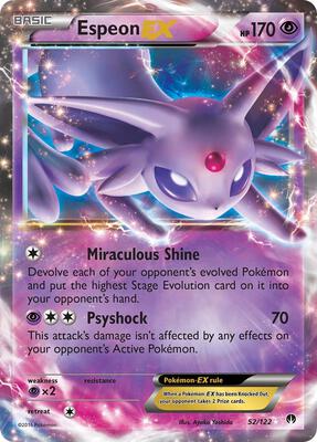 Pokemon,XY - BREAKpoint,Espeon EX - 52/122,Holofoil,Ultra Rare,Moderately Played