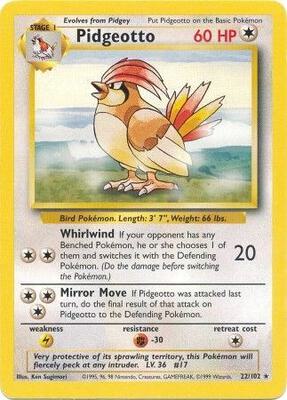 Pokemon,Base Set,Pidgeotto - 022/102,Normal,Rare,Heavily Played