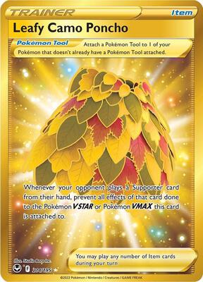 Pokemon,SWSH12: Silver Tempest,Leafy Camo Poncho (Secret) - 214/195,Holofoil,Secret Rare,Lightly Played