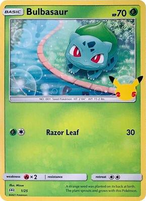 Pokemon,McDonald's 25th Anniversary Promos,Bulbasaur - 1/25 - 001/025,Holofoil,Promo,Lightly Played