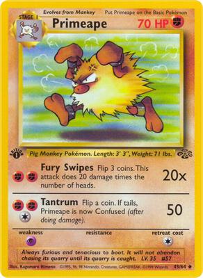 Pokemon,Jungle,Primeape - 43/64,1st Edition,Uncommon,Moderately Played