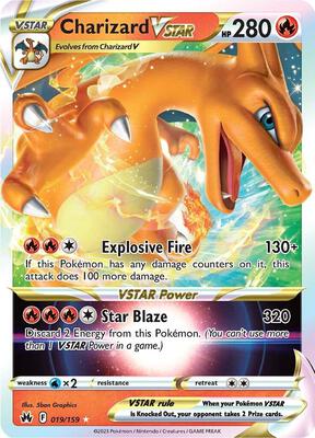 Pokemon,SWSH: Crown Zenith,Charizard VSTAR - 019/159,Holofoil,Ultra Rare,Near Mint
