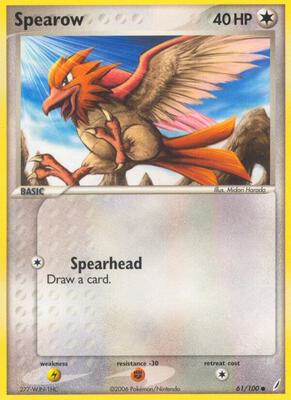 Pokemon,EX Crystal Guardians,Spearow - 61/100,Reverse Holofoil,Common,Heavily Played