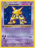 Pokemon,Base Set (Shadowless),Alakazam - 001/102,1st Edition Holofoil,Holo Rare,Moderately Played