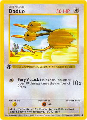 Pokemon,Base Set (Shadowless),Doduo - 048/102,1st Edition,Common,Damaged