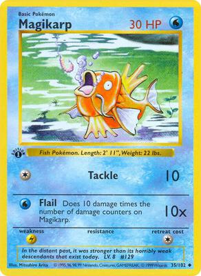 Pokemon,Base Set (Shadowless),Magikarp - 035/102,Unlimited,Uncommon,Lightly Played