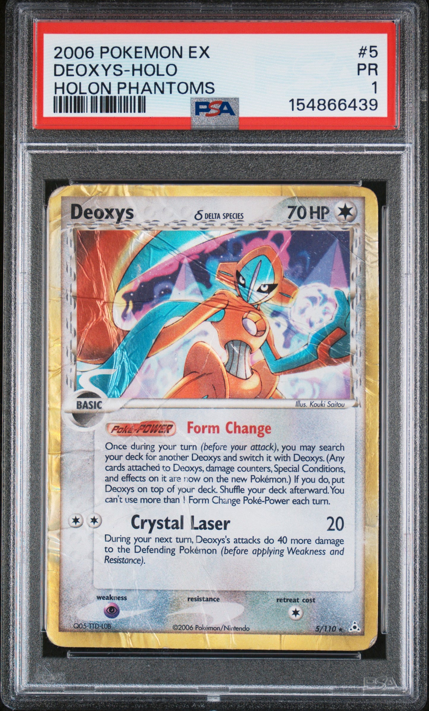 2006 POKEMON EX HOLON PHANTOMS DEOXYS-HOLO #5 HOLON PHANTOMS PSA 1