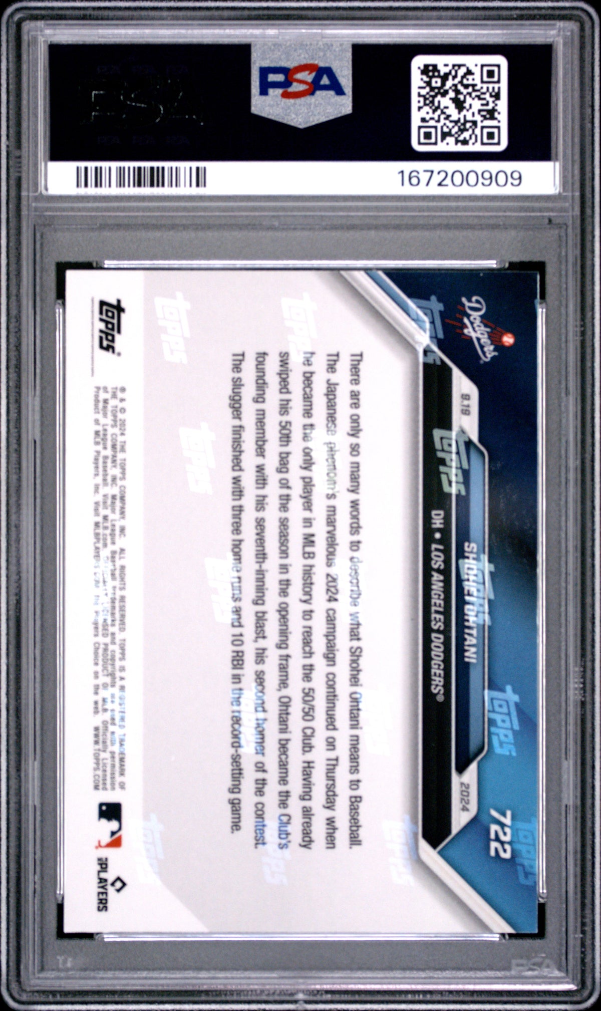 2024 TOPPS NOW SHOHEI OHTANI #722 PSA 10